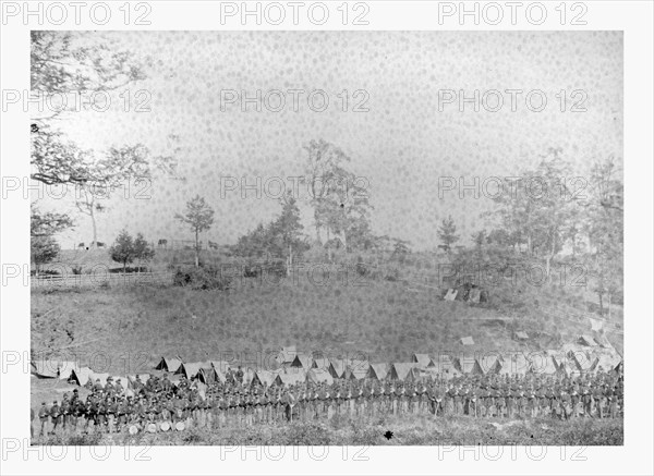 American Civil War: 93d New York Infantry, Antietam, Md, Sept., 1862. Photo, albumen print, By Alexander Gardner, 1821 1882, Scottish photographer who emigrated to the United States in 1856. From Gardner Photographic Art Gallery, Seventh Street, Washington