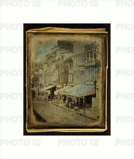 North side of Chestnut street, Philadelphia, Pennsylvania, US, USA, America, William G. Mason, photographer, between 1842 and 1845