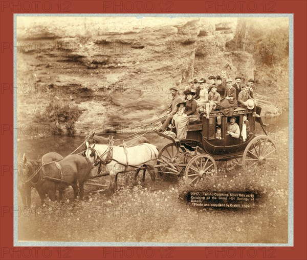 Tallyho Coaching. Sioux City party Coaching at the Great Hot Springs of Dakota, John C. H. Grabill was an american photographer. In 1886 he opened his first photographic studio