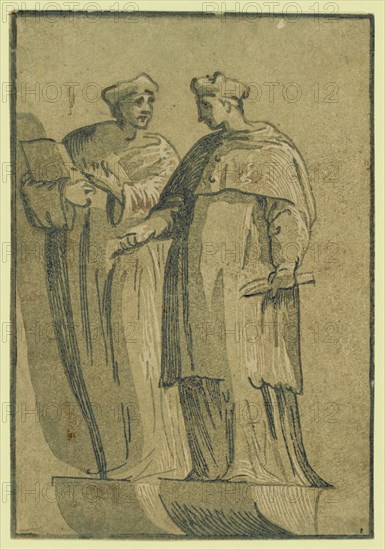 The cardinal and the doctor, between 1500 and 1530, Carpi, Ugo da, 1480-approximately 1532