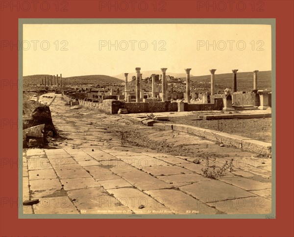 Thamugas Roman ruins, the Roman Market, Algiers, Neurdein brothers 1860 1890, the Neurdein photographs of Algeria including Byzantine and Roman ruins in Tébessa and Thamugadi; mosques, shrines, public buildings, palaces, and street scenes in Mostaganem, Biskra, Algiers, Tlemcen, Constantine, Oran, and Sidi Bel AbbÃ¨s; and the cathedral at Carthage. Portraits of Algerian people include Berbers, Ouled NaÃ¯l women, and prisoners in Annaba. Tunisian views include mosques, buildings, and street scenes in Tunis.