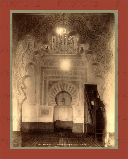 Tlemcen, the mihrab of the great mosque in Algiers, Neurdein brothers 1860 1890, the Neurdein photographs of Algeria including Byzantine and Roman ruins in Tébessa and Thamugadi; mosques, shrines, public buildings, palaces, and street scenes in Mostaganem, Biskra, Algiers, Tlemcen, Constantine, Oran, and Sidi Bel AbbÃ¨s; and the cathedral at Carthage. Portraits of Algerian people include Berbers, Ouled NaÃ¯l women, and prisoners in Annaba. Tunisian views include mosques, buildings, and street scenes in Tunis.