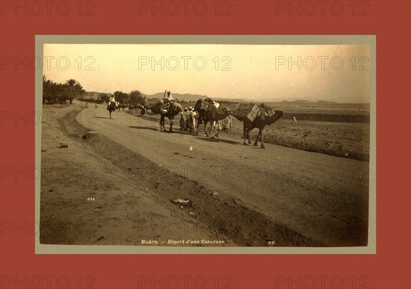 Biskra Departure of a caravan, Algiers, Neurdein brothers 1860 1890, the Neurdein photographs of Algeria including Byzantine and Roman ruins in Tébessa and Thamugadi; mosques, shrines, public buildings, palaces, and street scenes in Mostaganem, Biskra, Algiers, Tlemcen, Constantine, Oran, and Sidi Bel AbbÃ¨s; and the cathedral at Carthage. Portraits of Algerian people include Berbers, Ouled NaÃ¯l women, and prisoners in Annaba. Tunisian views include mosques, buildings, and street scenes in Tunis.