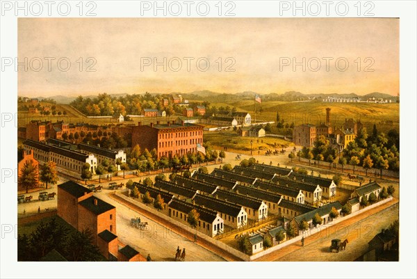 Douglas & Stanton Hospitals, Washington,D.C., lith. & print. by Chas. Magnus, N.Y.. circa 1864, US, USA, America