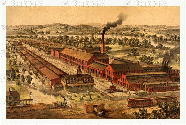 Wason Manufacturing Company of Springfield, Mass. railway car builders, car wheels and general railway work by Charles Parsons, 1821-1910, US, USA, America, US, USA, America