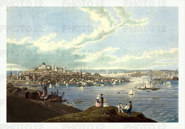 View of the city of Boston from Dorchester heights by Robert Havell, 1793  1878, US, USA, America