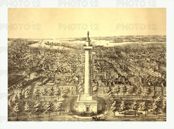 The city of Baltimore City, Md. in 1880 View from Washington Monument looking south A. Sachse & Co. Lithographers, US, USA, America