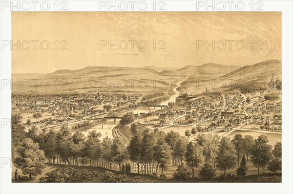 Bethlehem and South Bethlehem, Pa. Looking north east by G.A. Rudd, N.Y. 1877., US, USA, America