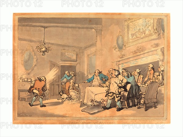 Thomas Rowlandson (British, 1756  1827 ), The Disappointed Epicures, 1787, hand colored etching