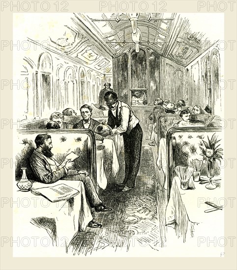 a Pullman Dining Car, 1891, USA