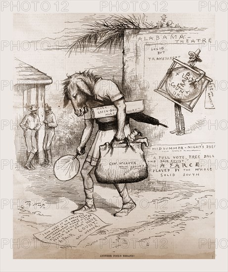 GREENBACK, THE WEAVER. " Mali is but an Ass if he go about to expound his dream.", SHAKESPEARE, 1880, 19th century engraving, USA, America
