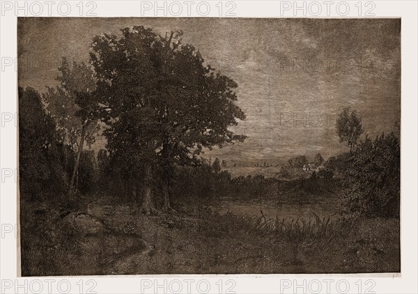 A NEW ENGLAND LANDSCAPE.â€îBY A. H. WYANT, N. A.., 1880, 19th century engraving, USA, America