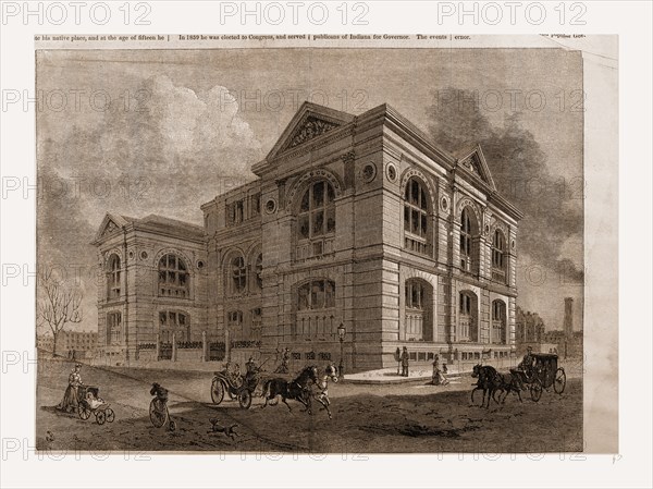 THE LENOX LIBRARY, FIFTH AVENUE, NEW YORK CITY.â€îDRAWN BY BENJAMIN DAY., 1880, 19th century engraving, USA, America