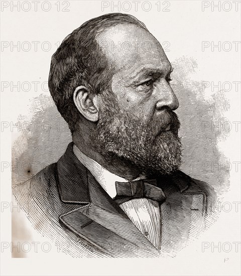 JAMES A. GARFIELD, PRESIDENT-ELECT OF THE UNITED STATES, 1880, 19th century engraving, USA, America