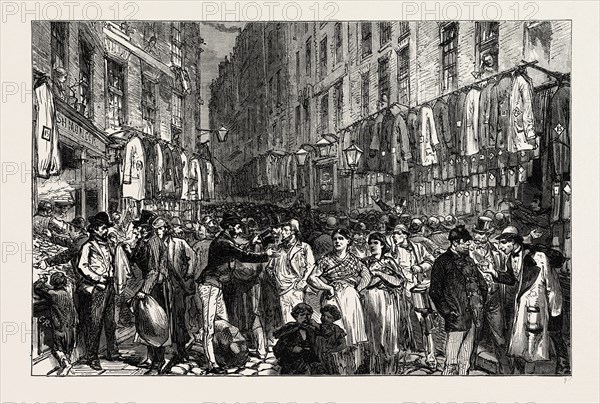 PETTICOAT LANE, London, UK, 19th century engraving