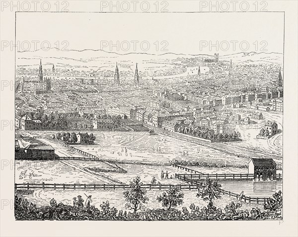 London from Islington, West End, by Canaletti in 1753,  UK, 19th century engraving