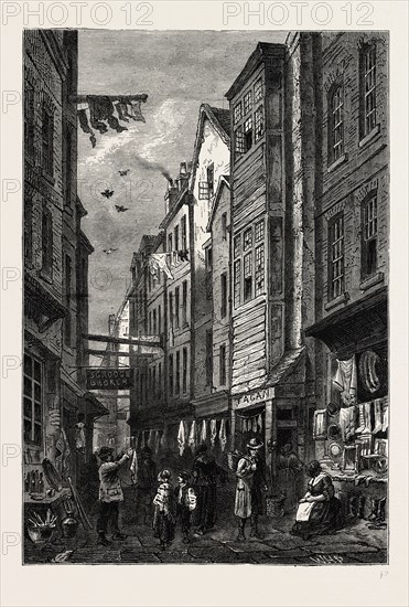 FIELD LANE ABOUT 1840. London, UK, 19th century engraving