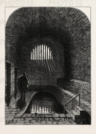 OLD ROMAN BATH, STRAND LANE. London, UK, 19th century engraving