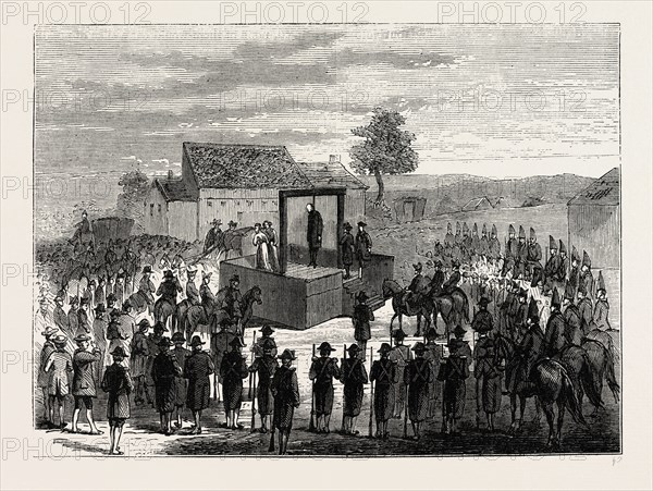 EXECUTION OF LORD FERRERS AT TYBURN. London, UK, 19th century engraving