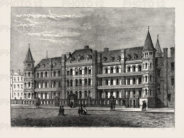 HOSPITAL FOR SICK CHILDREN, GREAT ORMOND STREET. London, UK, 19th century engraving