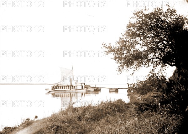 Brandtleys Landing, Indian River, Jackson, William Henry, 1843-1942, Boats, Waterfronts, Bays, United States, Florida, Indian River, 1880