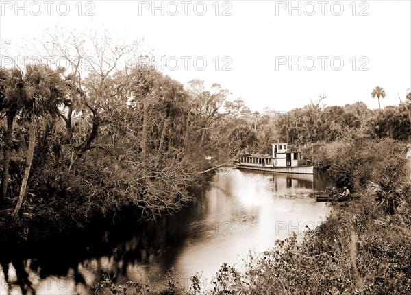 Sebastian Creek, Jackson, William Henry, 1843-1942, Streams, Boats, Bays, United States, Florida, Indian River, United States, Florida, Saint Sebastian, 1880