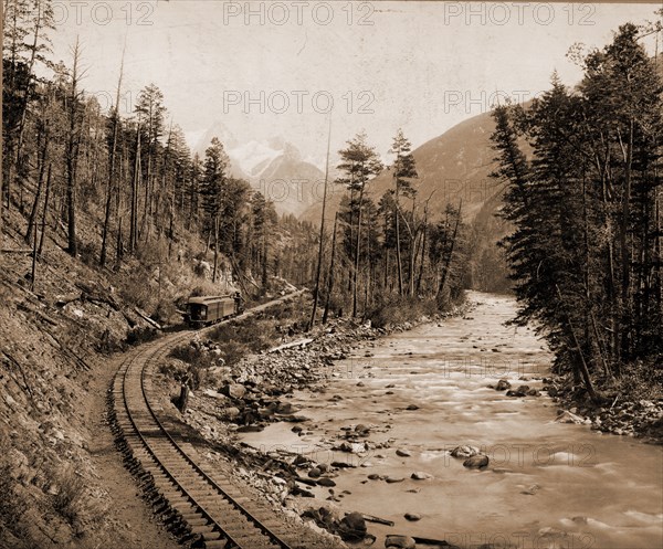 Colorado, Canon of the Rio las Animas, Jackson, William Henry, 1843-1942, Rapids, Canyons, Railroads, United States, Colorado, Animas River, 1899
