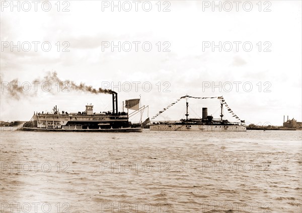 U.S.S. Texas and the Whisper, Texas (Battleship), Whisper (Steamboat), Steamboats, Battleships, American, 1900