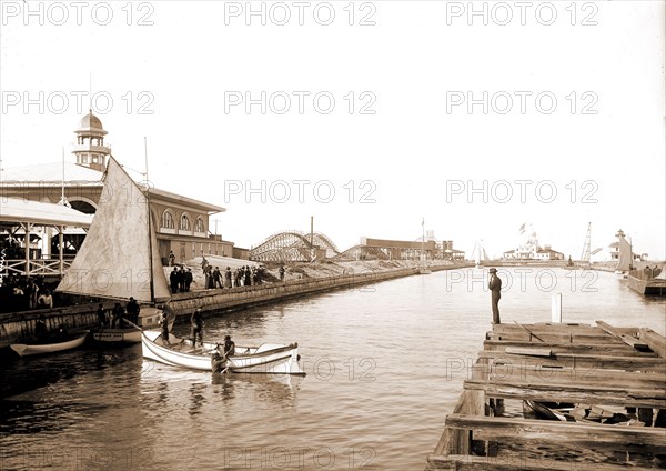 Life boat practice, West End, New Orleans, Southern Yacht Club, Lifesaving, Boats, United States, Louisiana, New Orleans, 1890