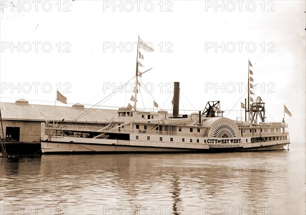 City of Key West at Key West, Fla, The, City of Key West (Side wheeler), Side wheelers, Piers & wharves, United States, Florida, Key West, 1880