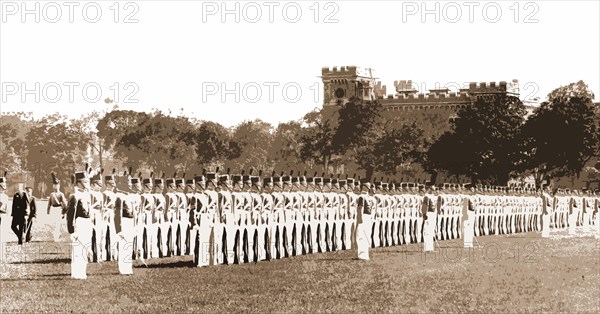 Cadet drill on parade ground, West Point, N.Y, Military education, Military training, United States, New York (State), West Point, 1900