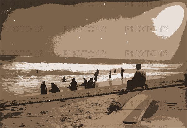 Surf bathing at Palm Beach, Florida, Beaches, United States, Florida, Palm Beach, 1900