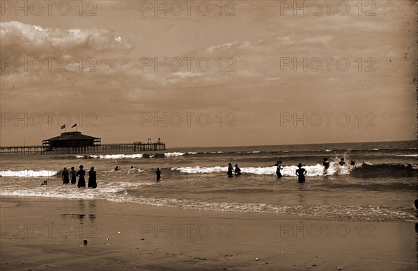 In the surf at Old Orchard, Maine, Beaches, United States, Maine, Old Orchard Beach, 1890