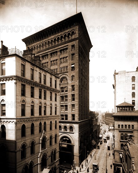 Ames Building and Washington Street, Boston, Office buildings, Commercial facilities, Skyscrapers, Streets, United States, Massachusetts, Boston, 1902