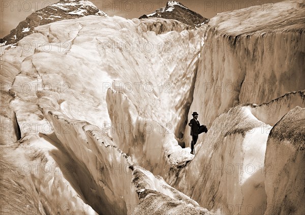 Crevasse formation in Illecillewaet Glacier, Selkirk Mountains, B.C, Glaciers, Mountains, Canada, British Columbia, Canada, Selkirk Range, 1902
