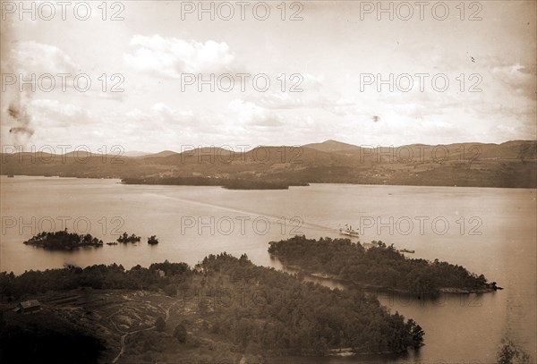 West from Shelving Rock, Lake George, Lakes & ponds, Islands, Capes (Coasts), United States, New York (State), George, Lake, 1904
