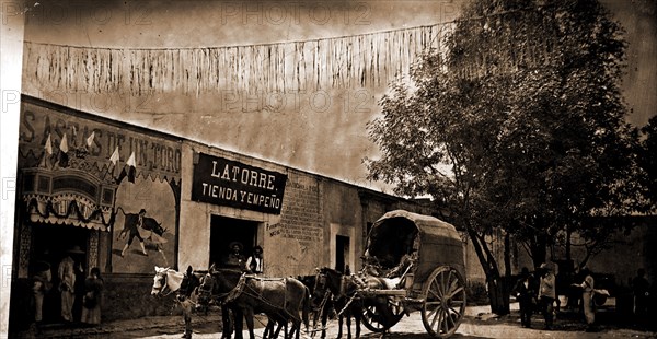 Mexico, pulqueria and carreta, Jackson, William Henry, 1843-1942, Carts & wagons, Bars, Mexico, Mexico City, 1880