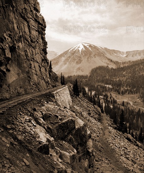 The palisades, Alpine Pass, Colorado, Jackson, William Henry, 1843-1942, Mountains, United States, Colorado, Alpine Pass, 1899