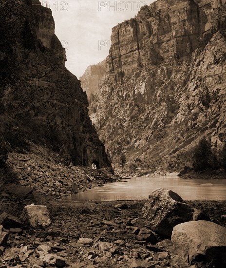 Colorado, second tunnel, Canon of Grand River, Jackson, William Henry, 1843-1942, Canyons, Rivers, United States, Colorado, Colorado River, 1899
