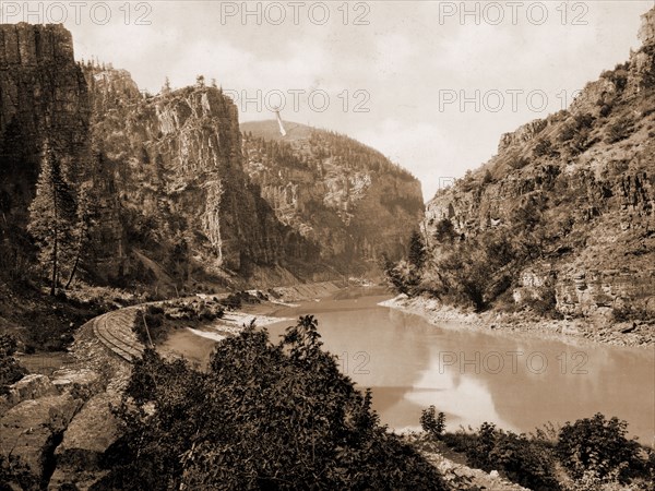 Canyon of Eagle River, west entrance, Colorado, Jackson, William Henry, 1843-1942, Canyons, Rivers, United States, Colorado, Eagle River, 1899, Echo Cliffs, Grand River Canon, Colorado, Jackson, William Henry, 1843-1942, Canyons, Rivers, United States, Colorado, Colorado River, United States, Colorado, Echo Cliffs, 1900