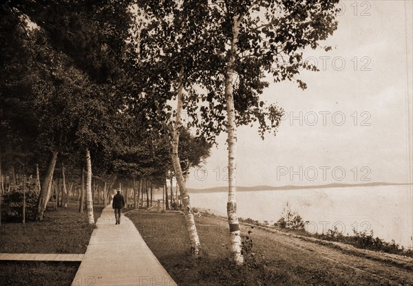 The Walk at We-Que-Ton-Sing, Michigan, Waterfronts, United States, Michigan, Wequetonsing, 1900