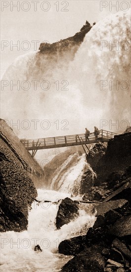 The American Fall and Rock of Ages, Waterfalls, Rock formations, United States, New York (State), Niagara Falls, 1900