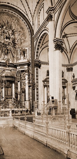 The altar, Church of Guadaloupe, the Cathedral, City of Mexico, Jackson, William Henry, 1843-1942, Altars, Cathedrals, Interiors, Mexico, Mexico City, 1884
