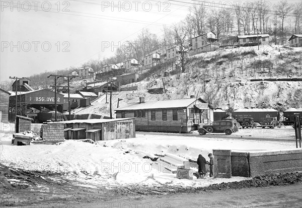 Scott's Run, West Virginia. Pursglove No. 2 - Scene taken from main highway shows company store and typical hillside camp, March 1937, Lewis Hine, 1874 - 1940, was an American photographer, who used his camera as a tool for social reform. US,USA