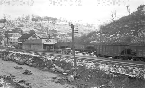 Scott's Run, West Virginia. The Shack Community Center - Scene is typical of crowded space. In center of valley the stream is Scott's Run Creek. The Shack is a community center sponsored by a religious organization, March 1937, Lewis Hine, 1874 - 1940, was an American photographer, who used his camera as a tool for social reform. US,USA