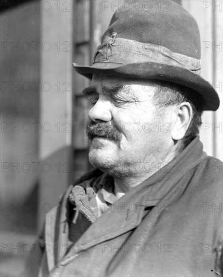 Scott's Run, West Virginia. Peter Percupu, Roumanian miner, unemployed, known in Scott's Run as Ground Hog. Too old to find employment in the mines, March 1937, Lewis Hine, 1874 - 1940, was an American photographer, who used his camera as a tool for social reform. US,USA