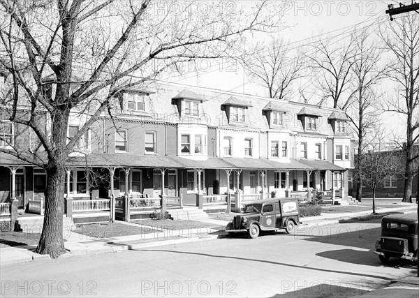 Lancaster, Pennsylvania - Housing. Moderate priced houses near Stehli silk mill - rental $25.00 to $30.00 per month, 1936, Lewis Hine, 1874 - 1940, was an American photographer, who used his camera as a tool for social reform. US,USA