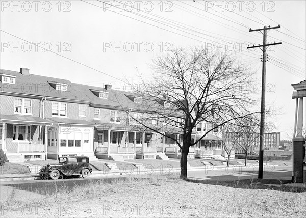 Lancaster, Pennsylvania - Housing. Stehli silk workers' houses (mill in distance) rental $20.00 to $22.00 per month, 1936 , Lewis Hine, 1874 - 1940, was an American photographer, who used his camera as a tool for social reform. US,USA