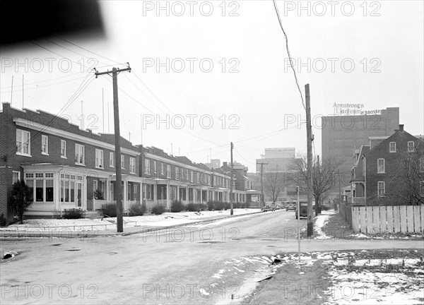 Lancaster, Pennsylvania - Housing. Homes of linoleum workers near plant (plant in distance) - rental $22.00 - $25.00, 1936, Lewis Hine, 1874 - 1940, was an American photographer, who used his camera as a tool for social reform. US,USA