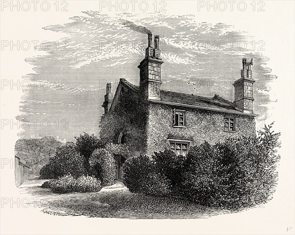 The Gardener's Cottage, Belvoir Castle, UK, England, engraving 1870s, Britain